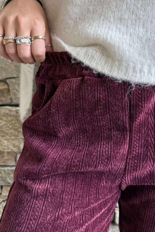 Nuk Stretch Velour Tapered Pant Burgundy /19=